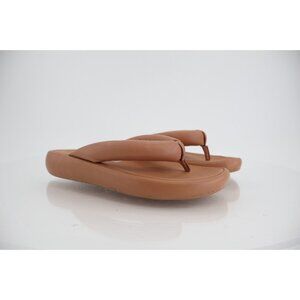 Fitflop Iqushion D-luxe Flip Flop Brown Tan leather Wedge Thong Size 5 Padded